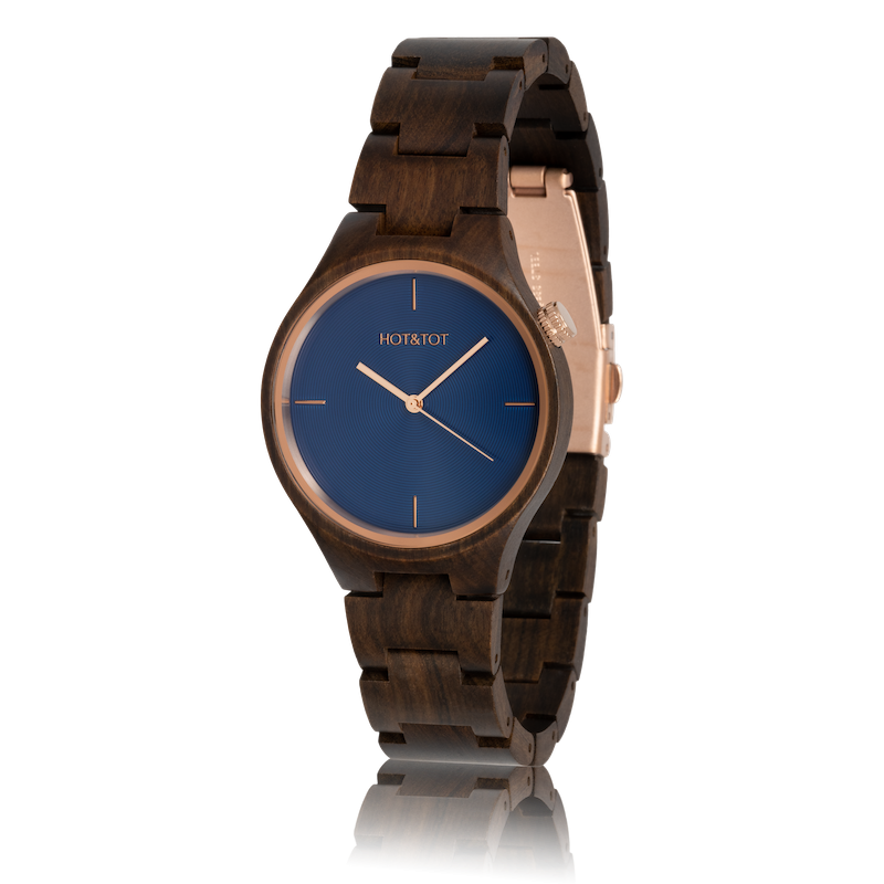 Wood Alone: Bixie Unisex Watch |Blue/Silver |Sandalwood | 40 mm | Quartz - MinutesHoursDays