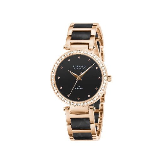 Belle Mare - Ink - Black Mother of Pearl Rose gold watch - MinutesHoursDays