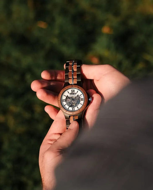 Black Motus Automatic Watch from HOT&TOT-44mm, Ebony Wood