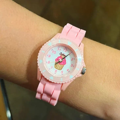 Kids Watch with Cupcake Dial by Colori - Light Pink