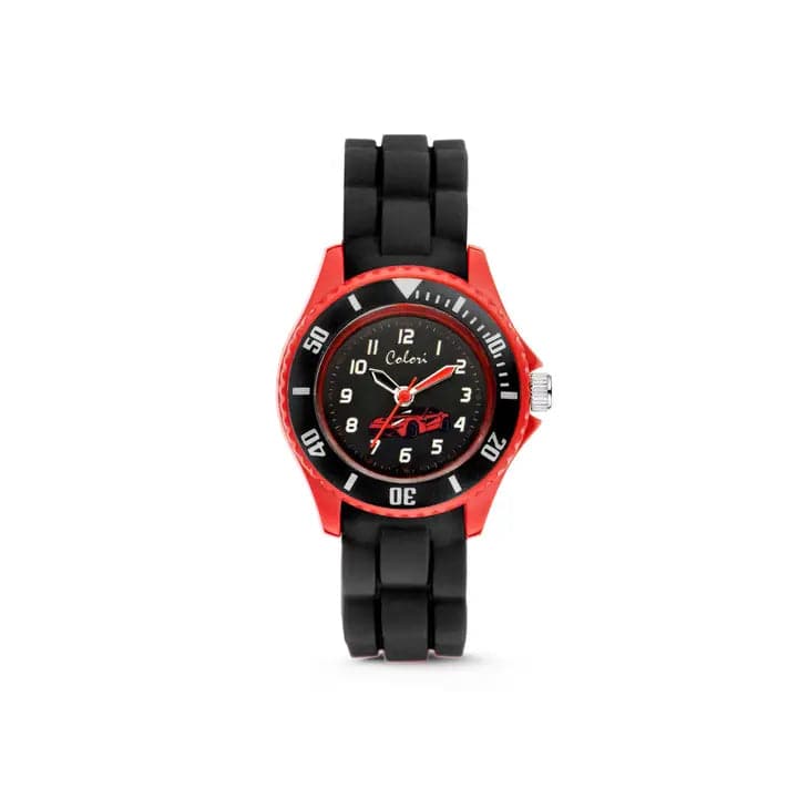 Colori Racecar Watch for Kids in Black with Silicone Straps