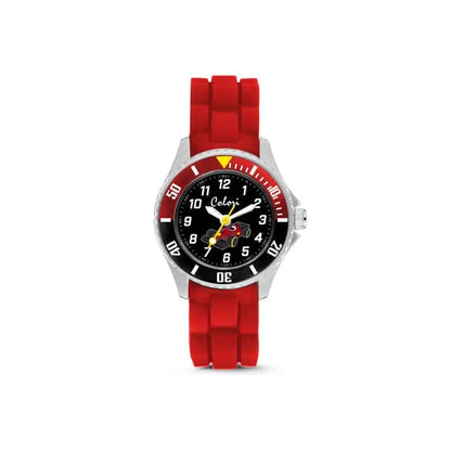 Colori Duotone Racecar Watch for Kids in  Ruby Red with Silicone Straps