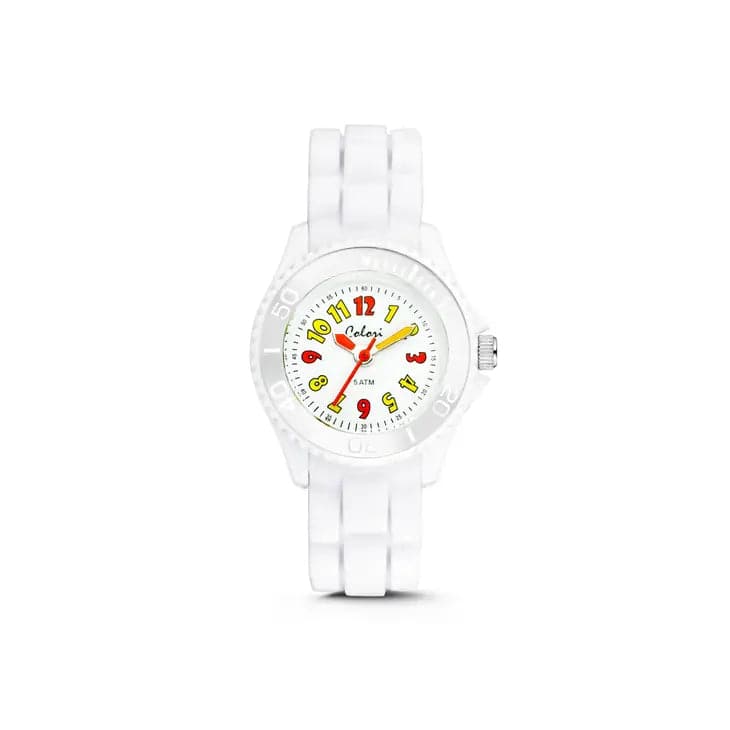 Colori Sports Watch for Kids in Bright White with Silicone Straps