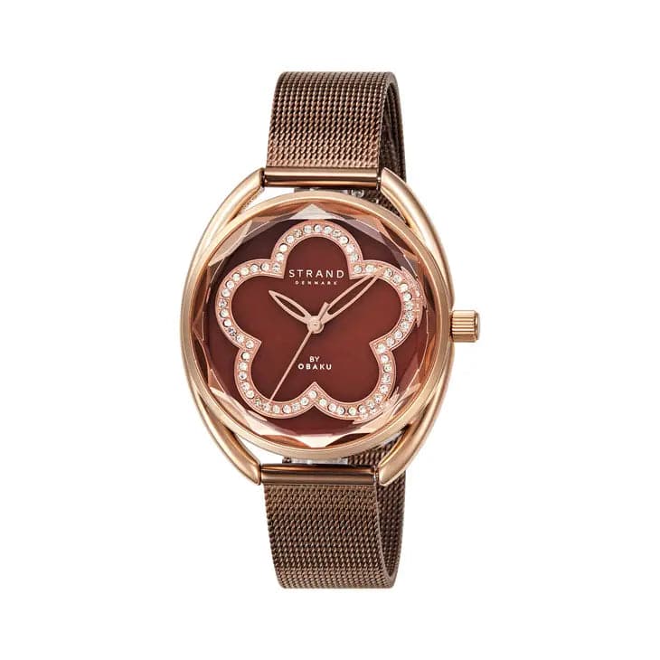 STRAND Crystal Blossom Watch for Women in Burgundy with Swarovski Crystal Accents