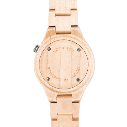 Faun Unisex Wood Watch from HOT&TOT-40mm, Maple Wood - Minutes Hours Days Watch Emporium 