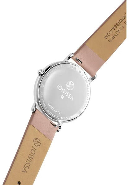 Gemstone Cut Ladies Watch w/ Leather Band from Jowissa - Blush Pink