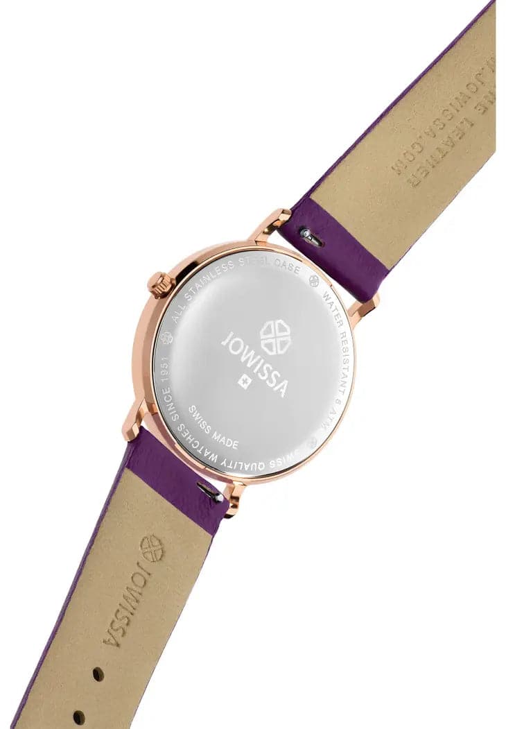 Gemstone Cut Ladies Watch w/Leather Band from Jowissa - Violet