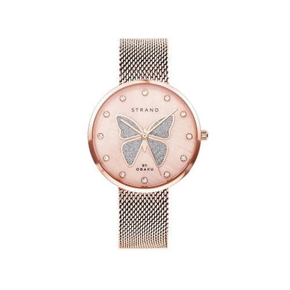 Butterfly Wings Ladies Watch from STRAND - Rose Gold w/ Sparkle