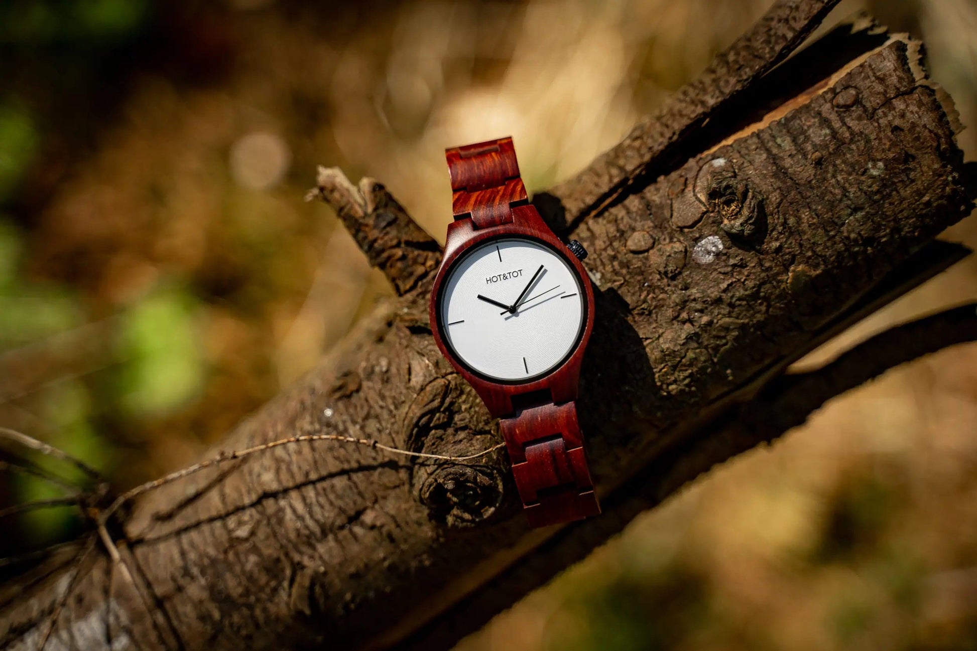 Sfinx Unisex Wood Watch from HOT&TOT - 40mm, Red Sandalwood - Minutes Hours Days Watch Emporium 