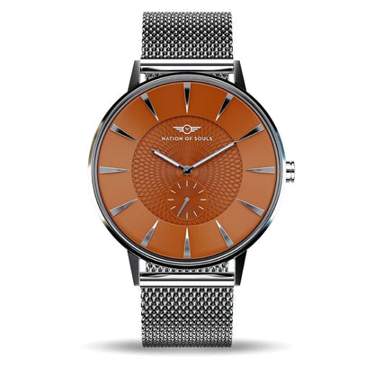 Eclipse Men's Watch from Nation of Souls - Silver w/ Orange Dial