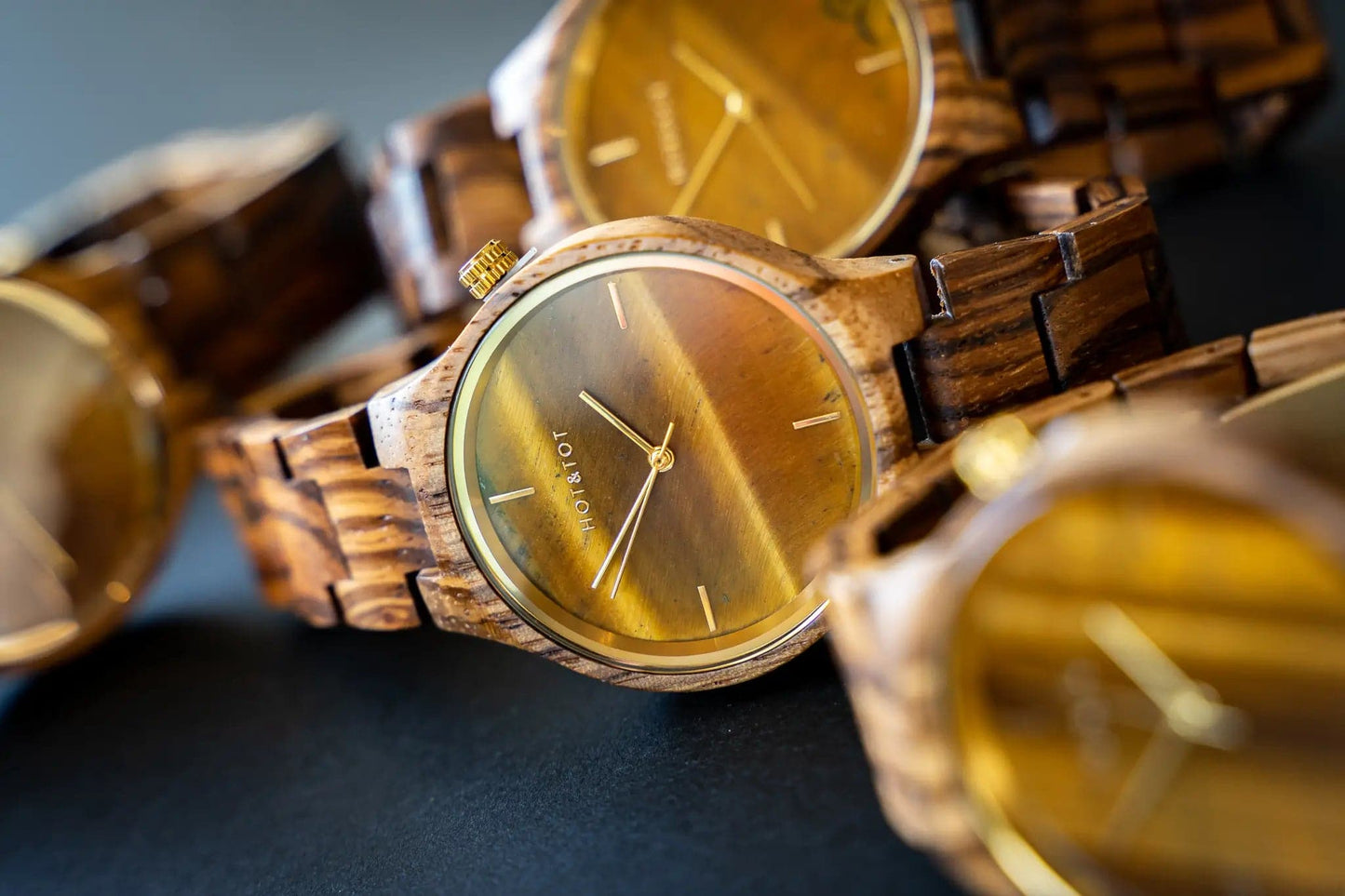 Tigano Unisex Wood Watch from HOT&TOT - 40mm, Zebra wood - Minutes Hours Days Watch Emporium 