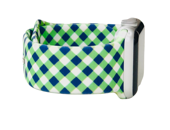 Green and Navy Plaid Apple Watch Band - MinutesHoursDays