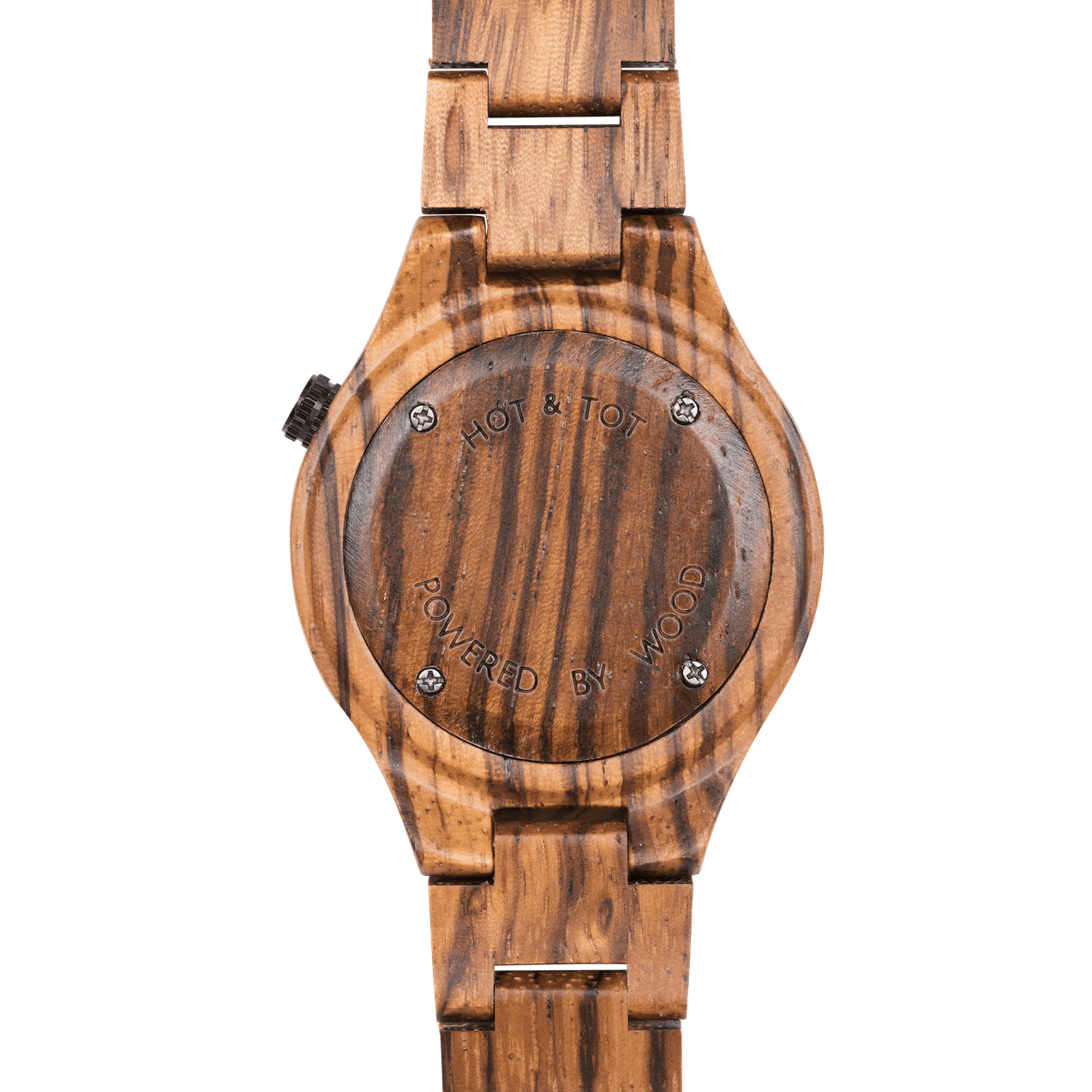 Wood & Stone: Tigano Unisex Watch | Orange/Gold | Zebra Wood | 40mm | Quartz - MinutesHoursDays