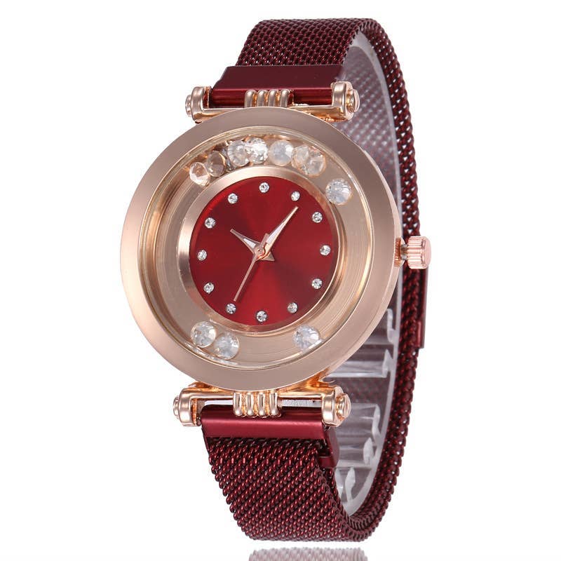 Floating Crystals | Gold | Red or Black | 32mm | Quartz | Fun Fashion Collection - MinutesHoursDays