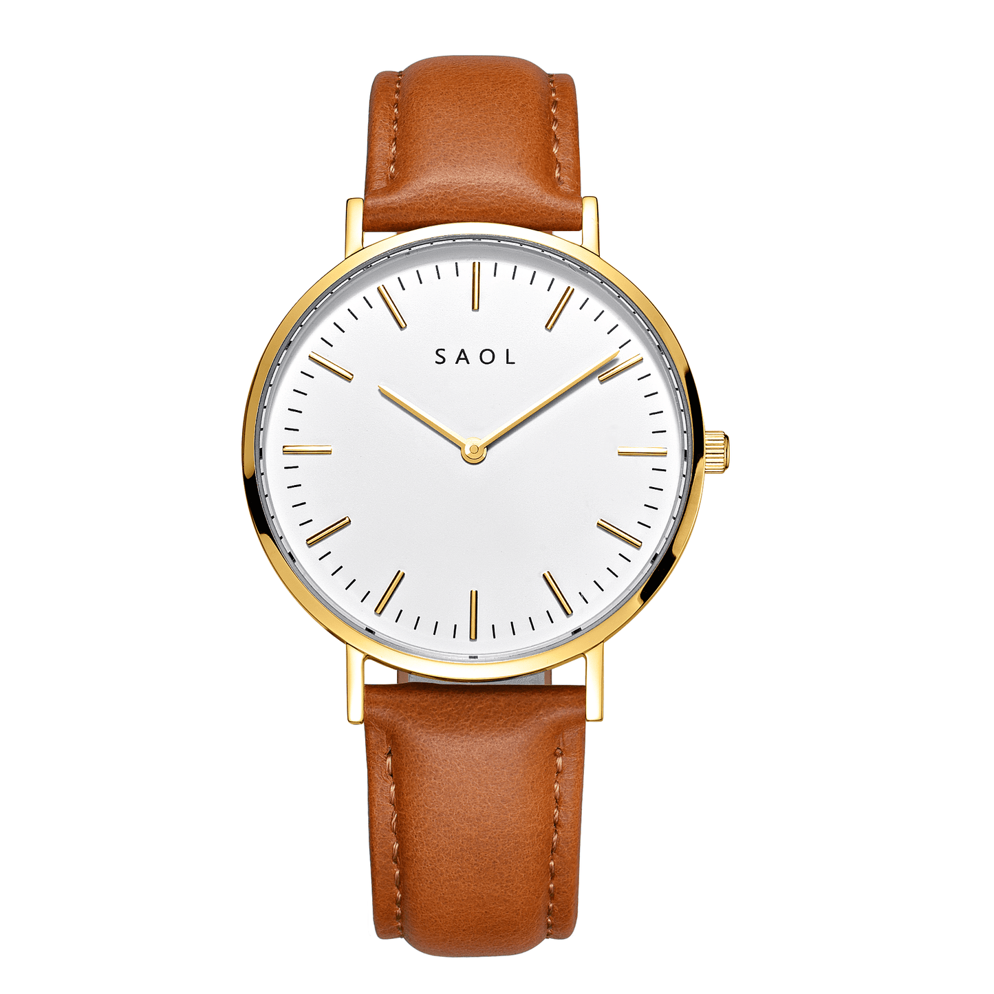 Gold Standard Ladies Watch | Tan/White | Leather | 38mm | Quartz - MinutesHoursDays