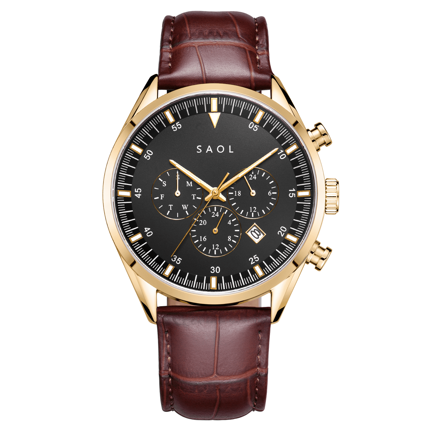 Regent 43mm Men's Executive Watch w/ Espresso Leather Straps - MinutesHoursDays