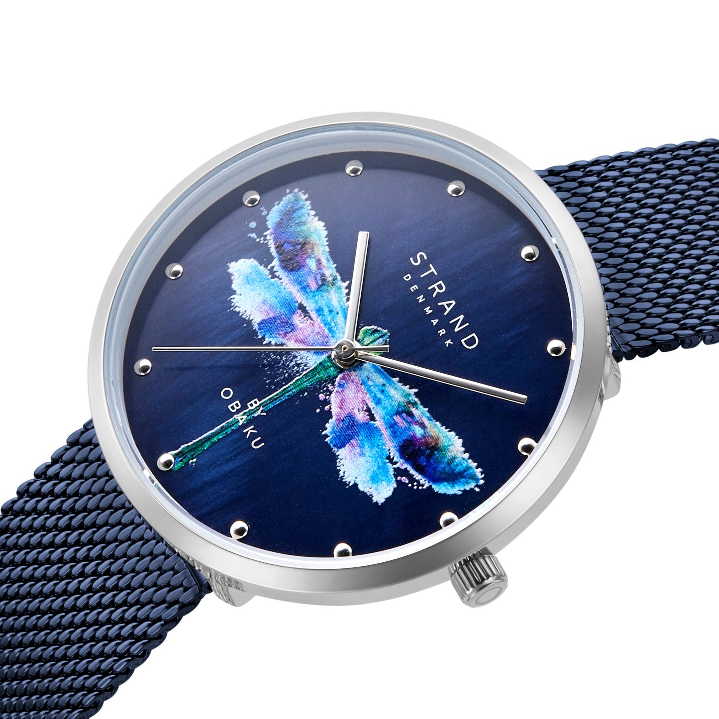 Dragonfly - Artic - Mother of Pearl Blue 2-tone mesh watch - MinutesHoursDays